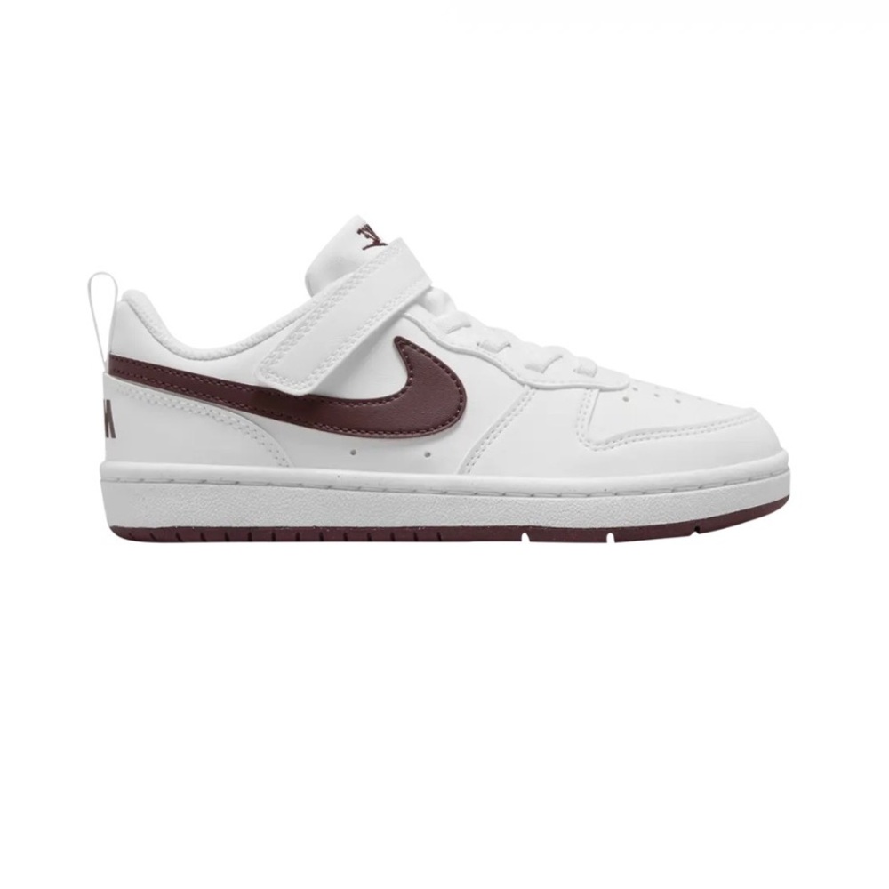 Nike Kids Court Borough Low Recraft White And Burgundy Sneakers
